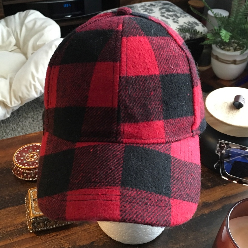 Red and Black Buffalo Plaid Baseball Cap 103